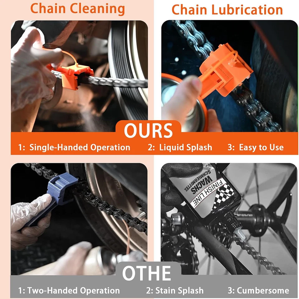 Kit de limpieza de cadena de motocicleta, engrasador de cadena de bicicleta, kit de herramientas lubricante de cadena para Motorsp Foto 3 de 4