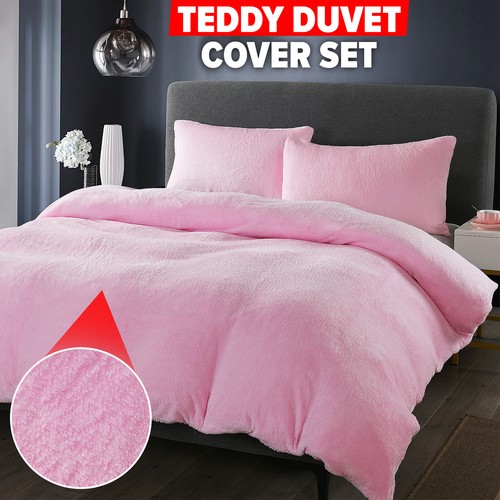 Teddy Fleece Duvet Cover Set Pillow Case Soft Sherpa Thermal Super King