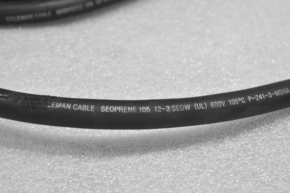 Coleman - Y COLEMAN CABLE P-241-3-MSHA CSA LL39753, 12-3 WIRE CABLE 600