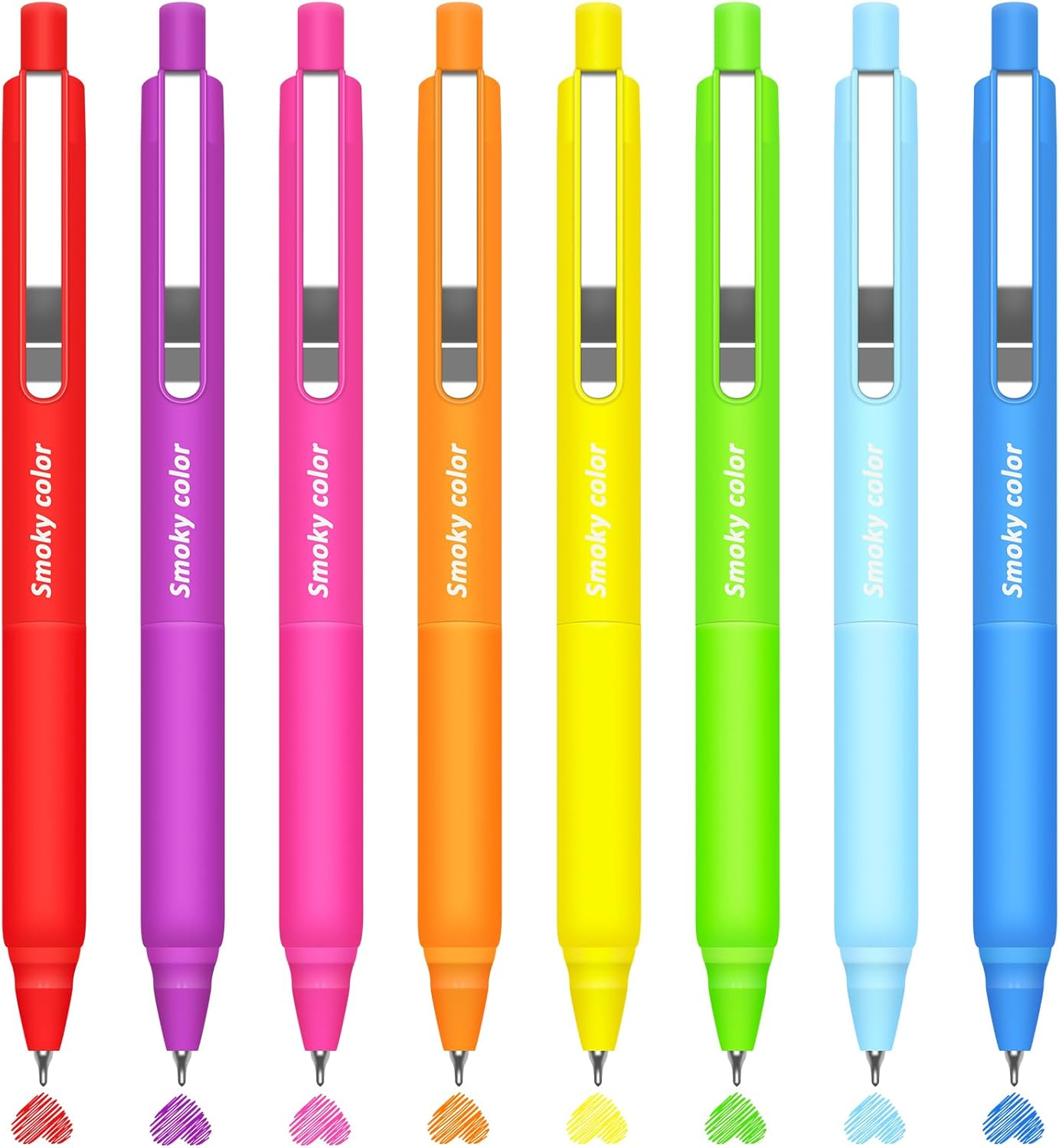 Pens, 8 Pack Quick Dry Colored Pens 0.5Mm Retractable Slient Gel Pens Gift Pens-image