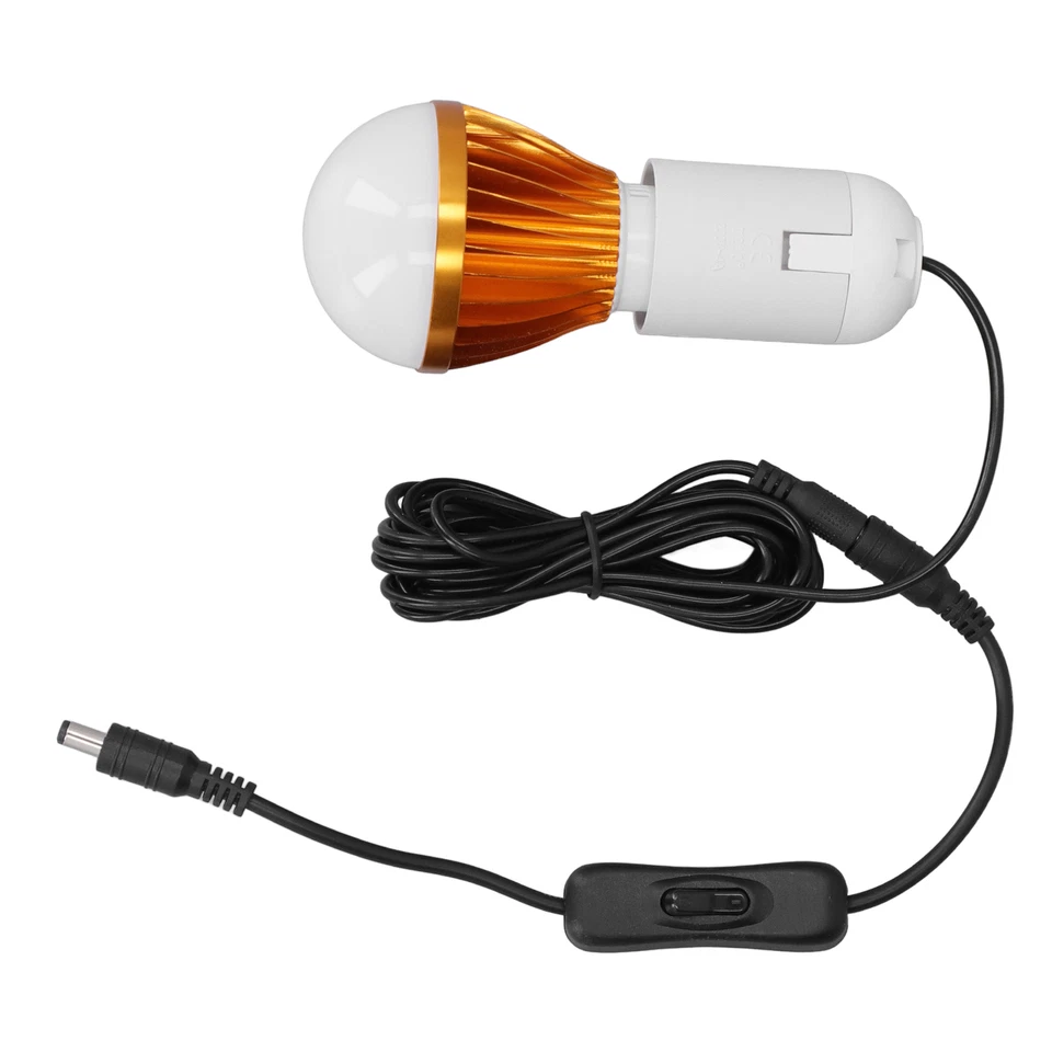 E27 Ball Bulb Spiral LED Solar White Light For Camping Tent 12V 5W With DC Line - Image 4 of 4