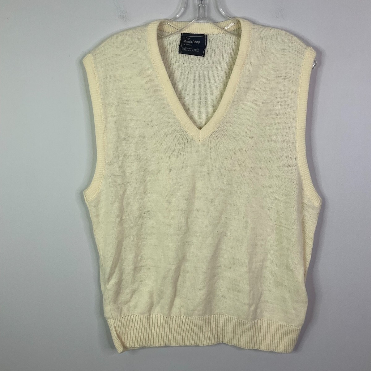 Vintage JC Penny The Mens Shop Large V-Neck Cream Sweater Vintage JC Penny The Mens Shop Large V-Neck Cream Sweater