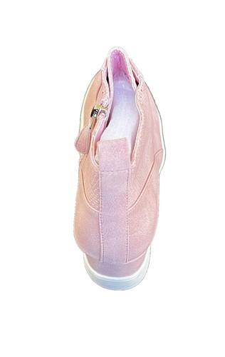HM Women's Ankle Boot Side Zipper Blush Perf Suede Wedge Sneakers /Size 7 - Picture 8 of 9