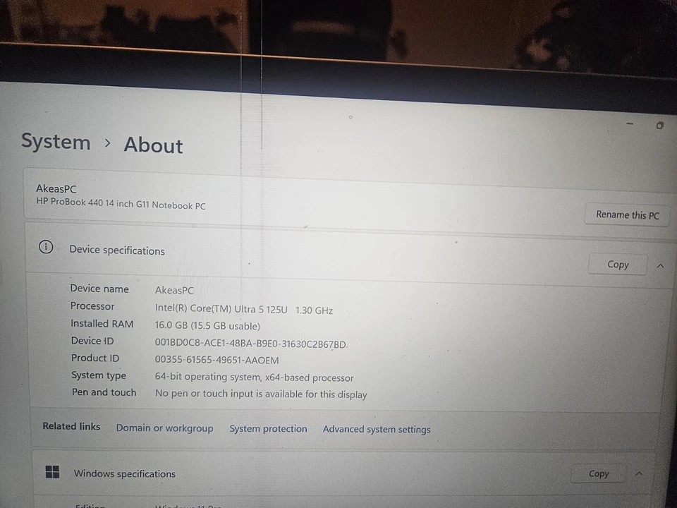 HP ProBook Laptop Computer 14" WUXGA Touch Screen Intel Core Ultra 5 16 GB - Image 2 of 4