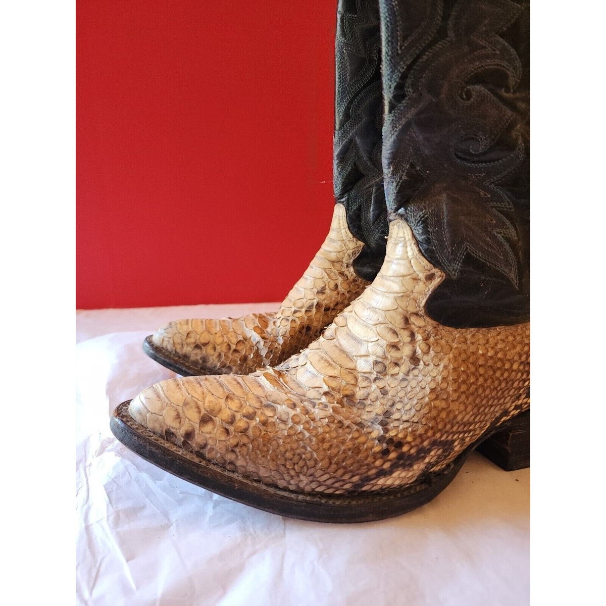 Vintage R R Navarro Snakeskin Cowboy Boots Western Men\'s 8 8.5 D Vintage R R Navarro Snakeskin Cowboy Boots Western Men main image 4