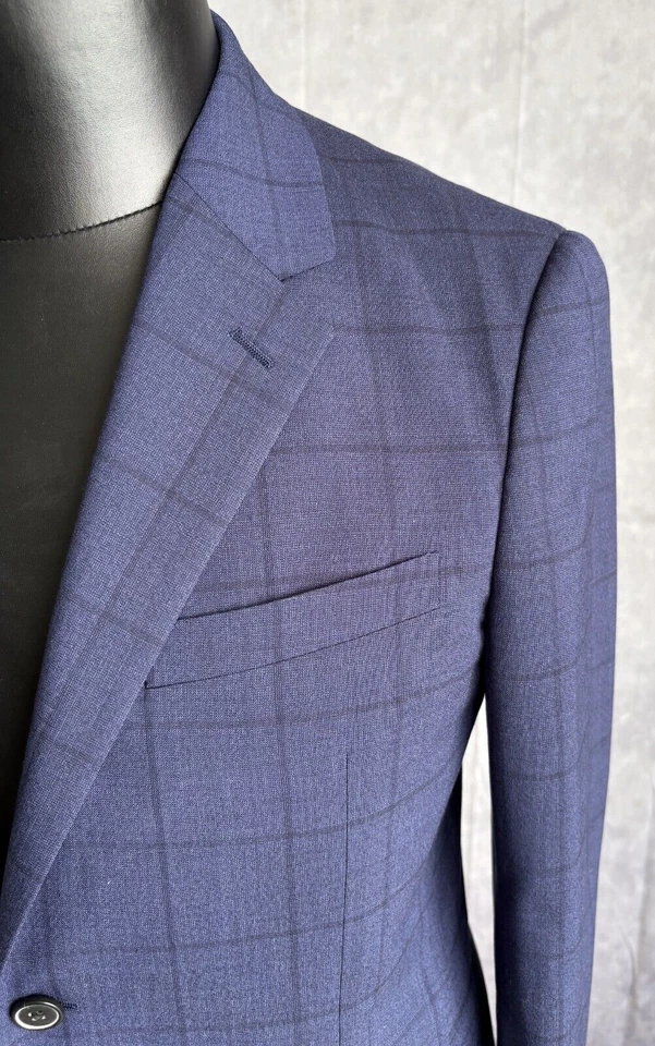Blazer abrigo deportivo Theory para hombre talla 38S azul a cuadros Foto 4 de 4