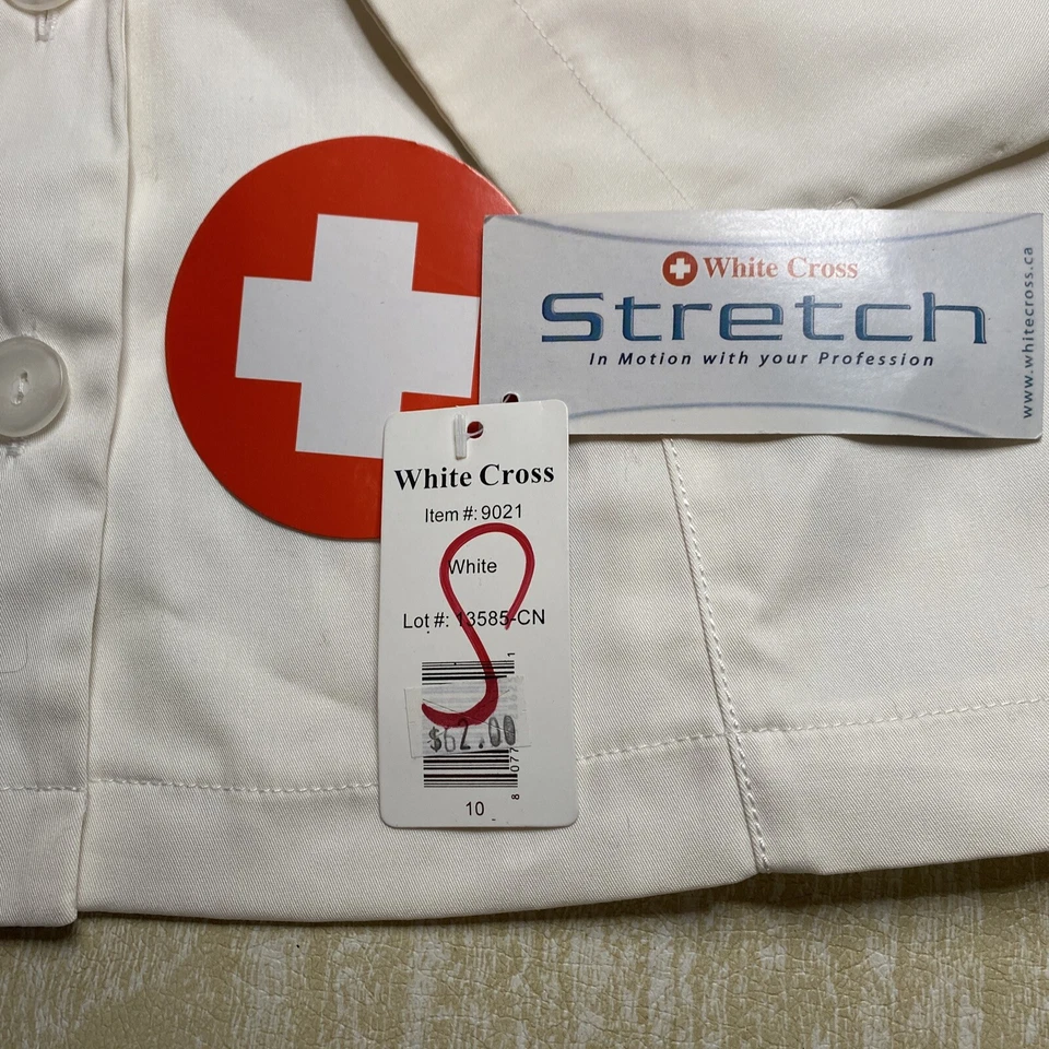NWT White Cross Scrubs Top Women's Size 10 Collard Long Sleeve - Image 4 of 4