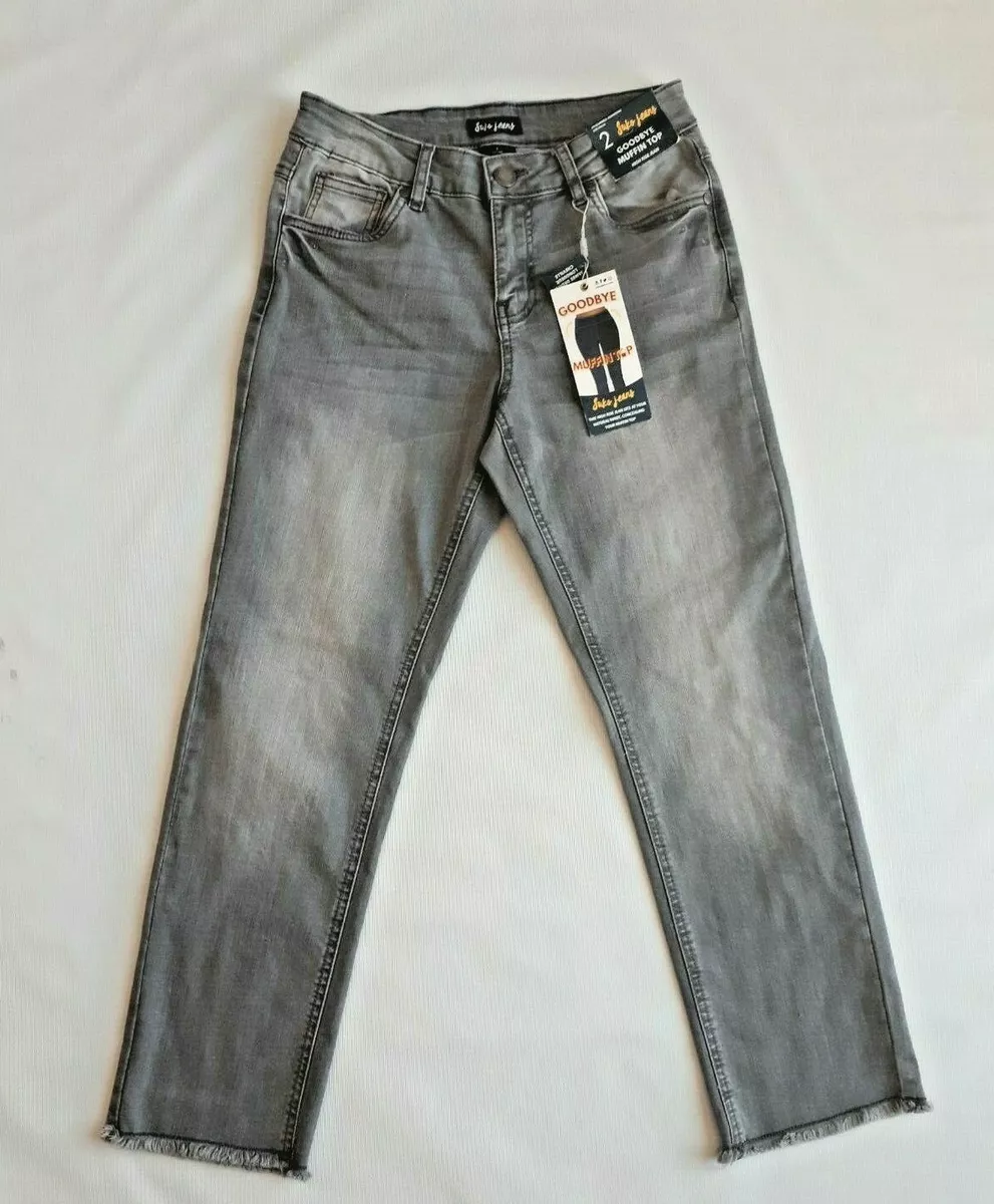 NWT Womens Suko Jeans Goodbye Muffin Top Trendy High Rise Dinem jeans Gray  Sz 2