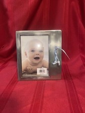 Metal Carr Baby Frame New No Box 4" x 6" picture. blue ribbon with metal shoes