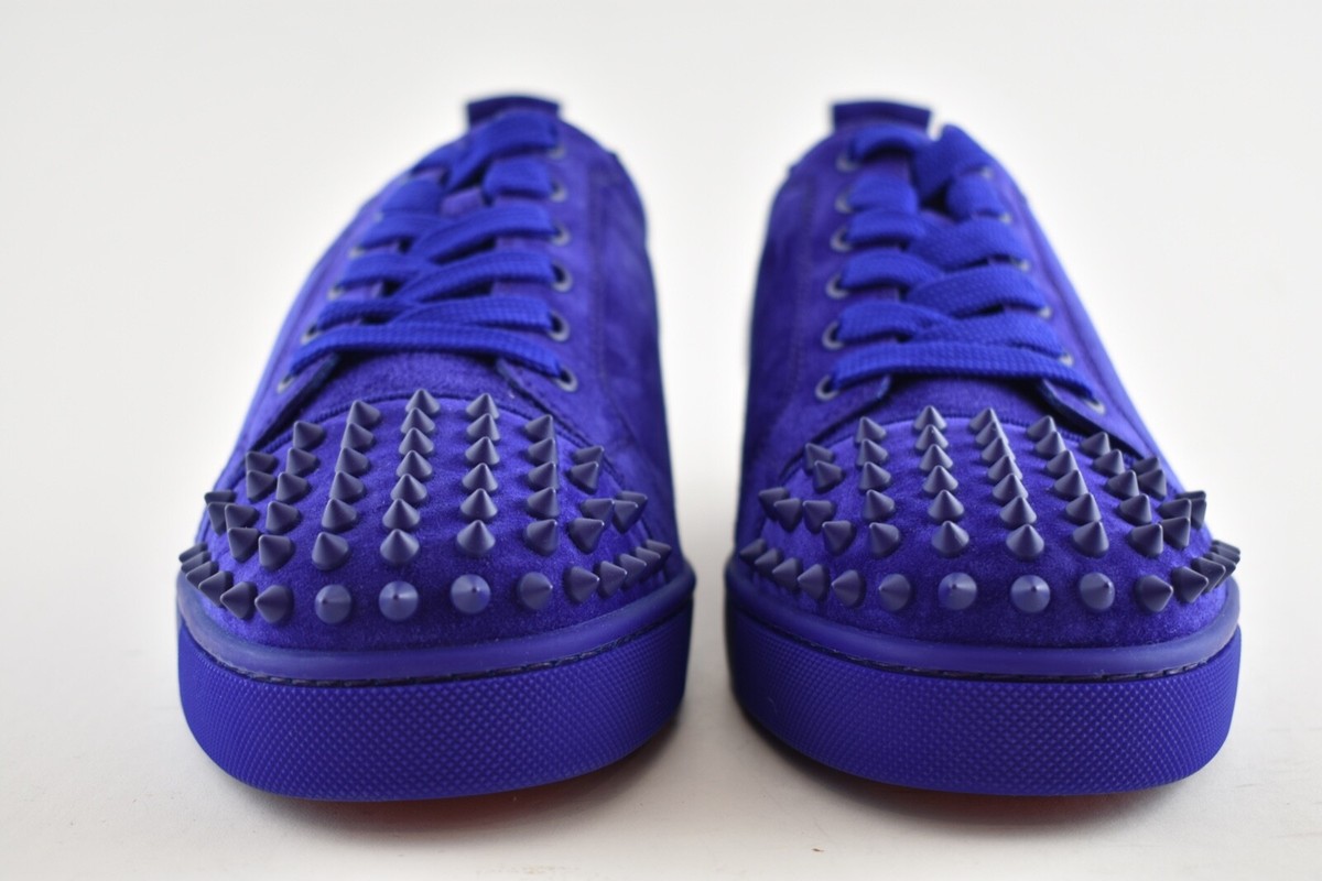 Christian Louboutin Louis Junior Spikes Flat Nomade Blue Low Top