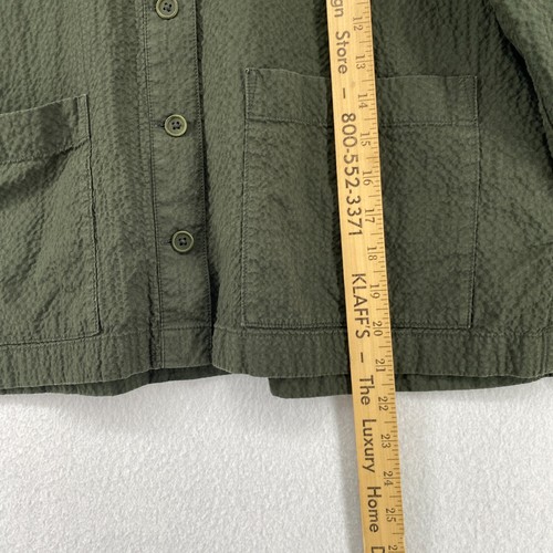EILEEN FISHER Jacket S Seersucker Organic Cotton Mandarin Button Front Green - Picture 13 of 14