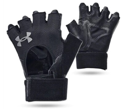 Under Armour Men's Workout, Weight Lifting Gloves, Black, Half