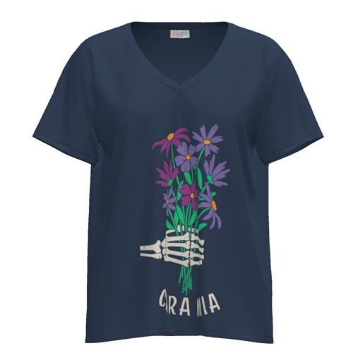 Camiseta 3XL LuLaRoe Halloween Lisa Cuello en V Cara Mia Floral Esqueleto Vacaciones