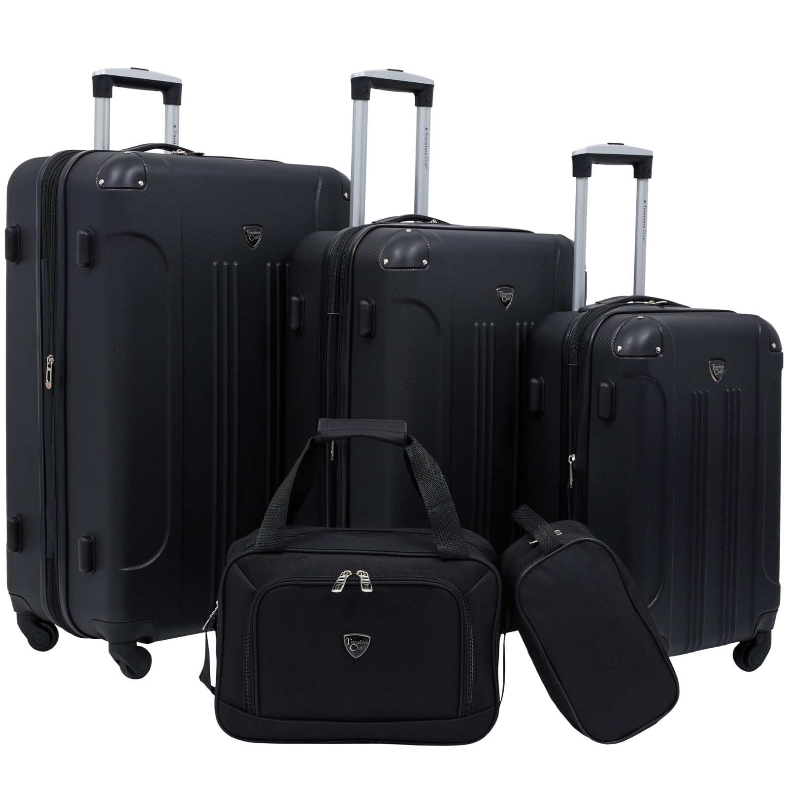 Chicago Hardside Expandable Spinner Luggage, Black, 5 Piece Set