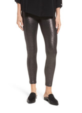 HUE Gunmetal Metallic Shine Knit Leggings L61...