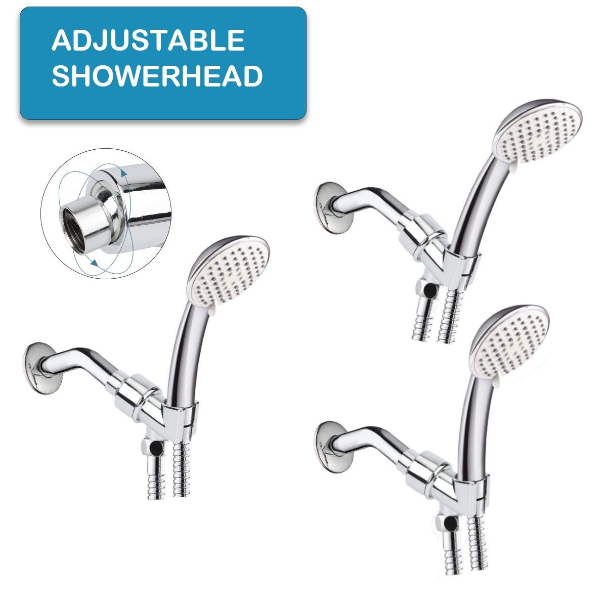 Adjustable Shower Head Holder Wallmounted Arm Bracket Universal