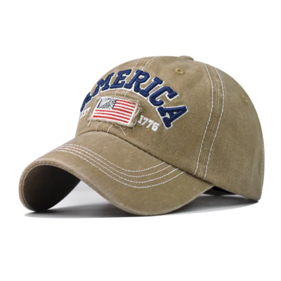 America Est 1776 Khaki Baseball Cap Distressed Finish New US Seller