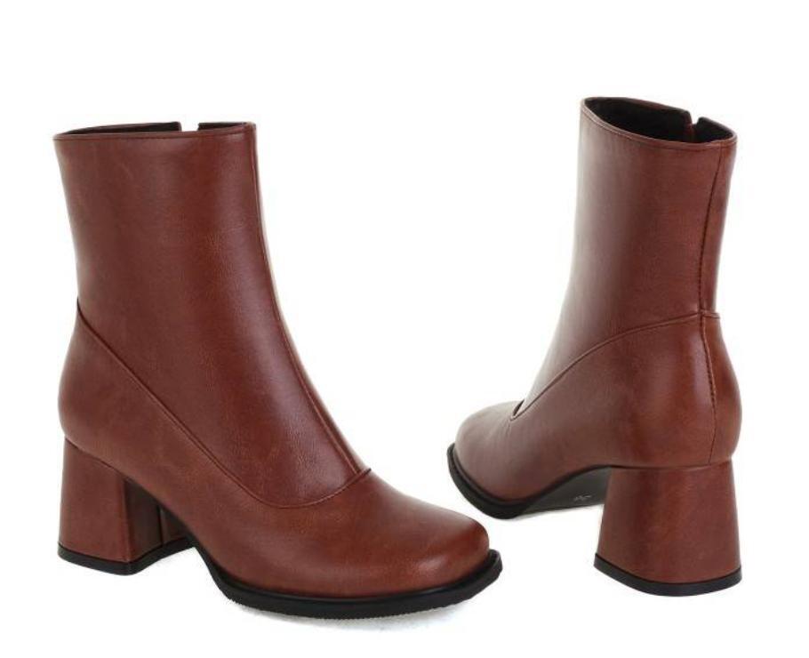 Women's Square Toe Ankle Boots Block Heel Shoes Knight Dress