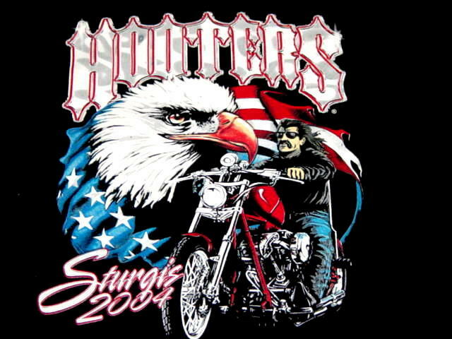2 Hooters Uniform XL Sturgis T-Shirt USA Flag New Old work Stock Eagle 2004