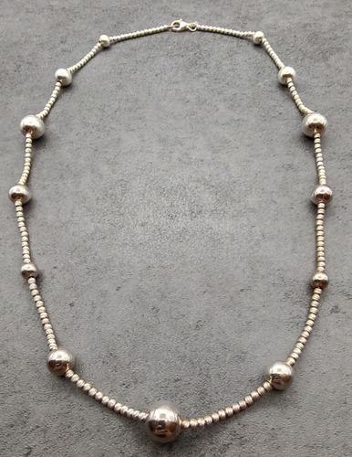 Unique Estate Milor Italy 950 Fine Sterling Silver Beaded Station Necklace 20" - 第 1/9 張圖片
