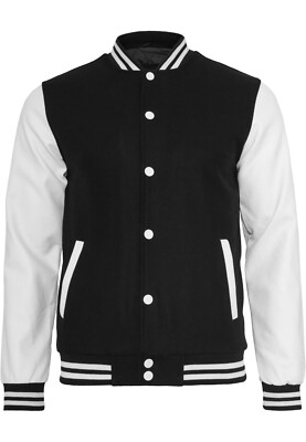 Urban Classics Oldschool College Jacket TB201 schwarz/weiß 2XL