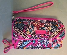 Vera Bradley HOT PINK FLORAL Wallet Crossbody or Wristlet RFID Protection
