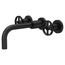 Hudson Reed Revolution Industrial Matt Black Wall Mounted Basin Mixer Tap Modern