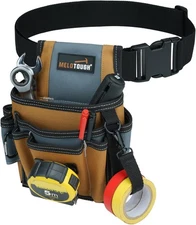 MELOTOUGH Electrician Tool Pouch with Belt Clip, 2 Inch Heavy Duty Work Brown 