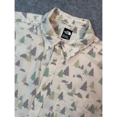 The North Face Mens Bigfoot Sasquatch Pine Tree Print SS Button Down Shirt L