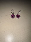 Dangle/drop Earrings. Magenta Stone On Sterling Silver. Hook Attachment. — photo 3