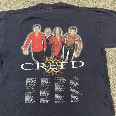 CREED Human Clay ツアーT Delta L 90s クリード Vintage 90s Y2K Creed Human Clay Tour Concert Rock Band Faded Blue