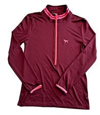 New Victoria  s Secret PINK Ultimate 1/4 Zip Pullover Burgundy Jacket Size Medium