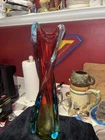 Stunning Vintage Murano Sommerso Twisted Art Glass Style Vase Circa 1950s.