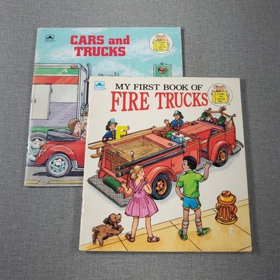 Cars & Trucks My First Fire Truck ~ Golden Little Look Book Vtg Paperback Lot 2