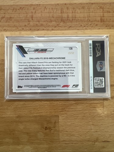 2021 Topps Chrome Formula 1 F1 Liam Lawson F2 Cars Gold Wave Refractor /50 PSA 9 - Bild 2 von 3
