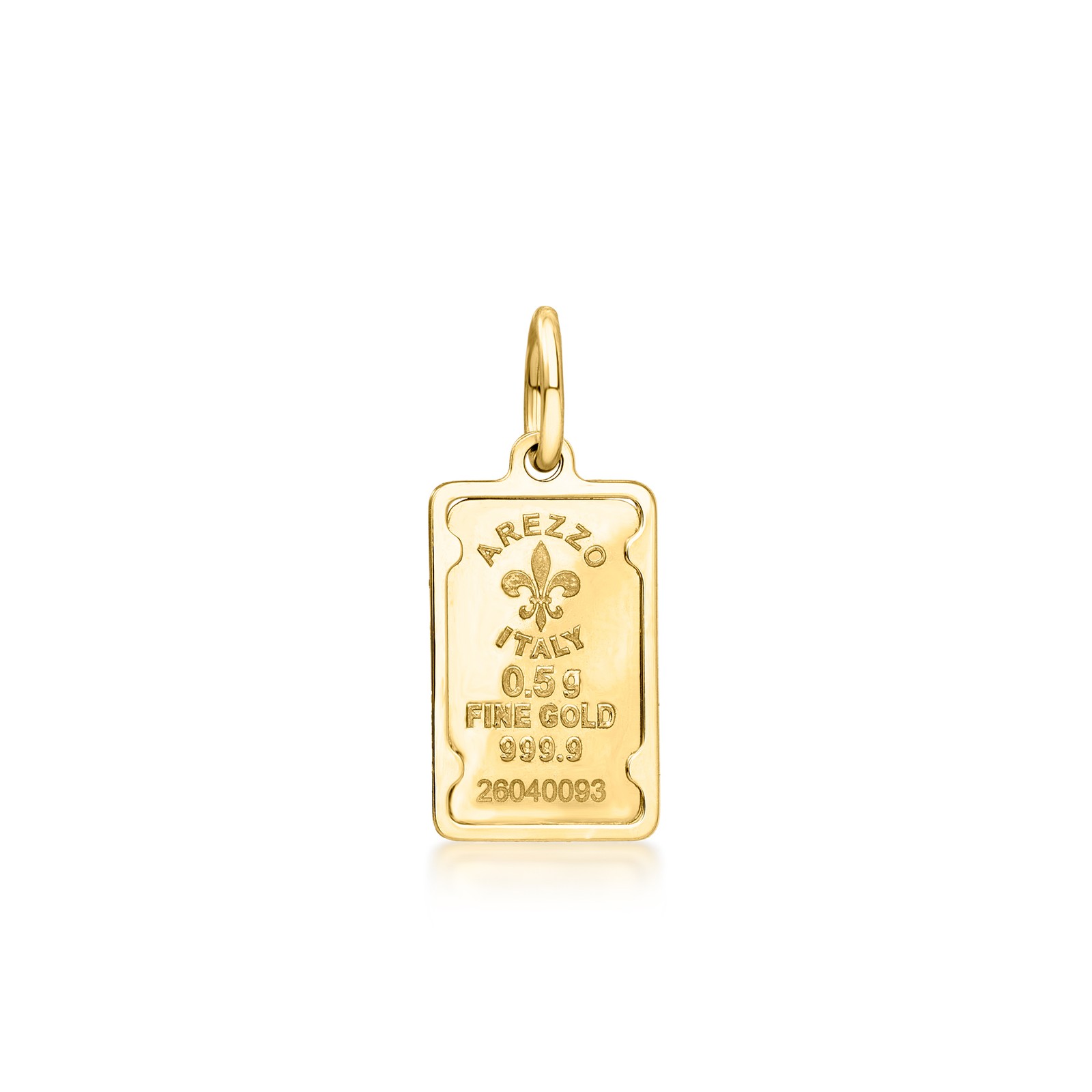 Italian 24kt Yellow Gold Fleur-De-Lis Half-Gram Ingot Charm in 10kt Yellow Gold