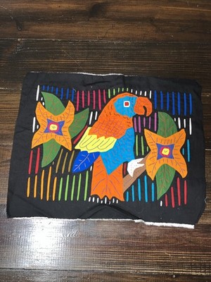 Vintage Hand Sewn Kuna Mola Panama Applique Folk Art Textile Birds