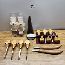 WALNUT Hollow WOOD Carving CHISELS Datra Knife Sharpener Lot