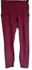 Fabletics Oasis High-Waisted Pocket 7/8 Leggings Burgundy PureLuxe Gym Workout