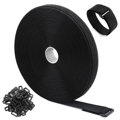 15m x 2cm Hook and Loop Tape with 70 Buckle, Free Cut Length Hook and Loop Cable Ties Like...