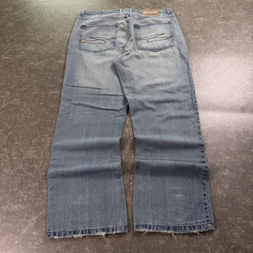 Southpole Men's Bootcut Jeans Size 40x32 Light Wash Denim Embroidered Pockets