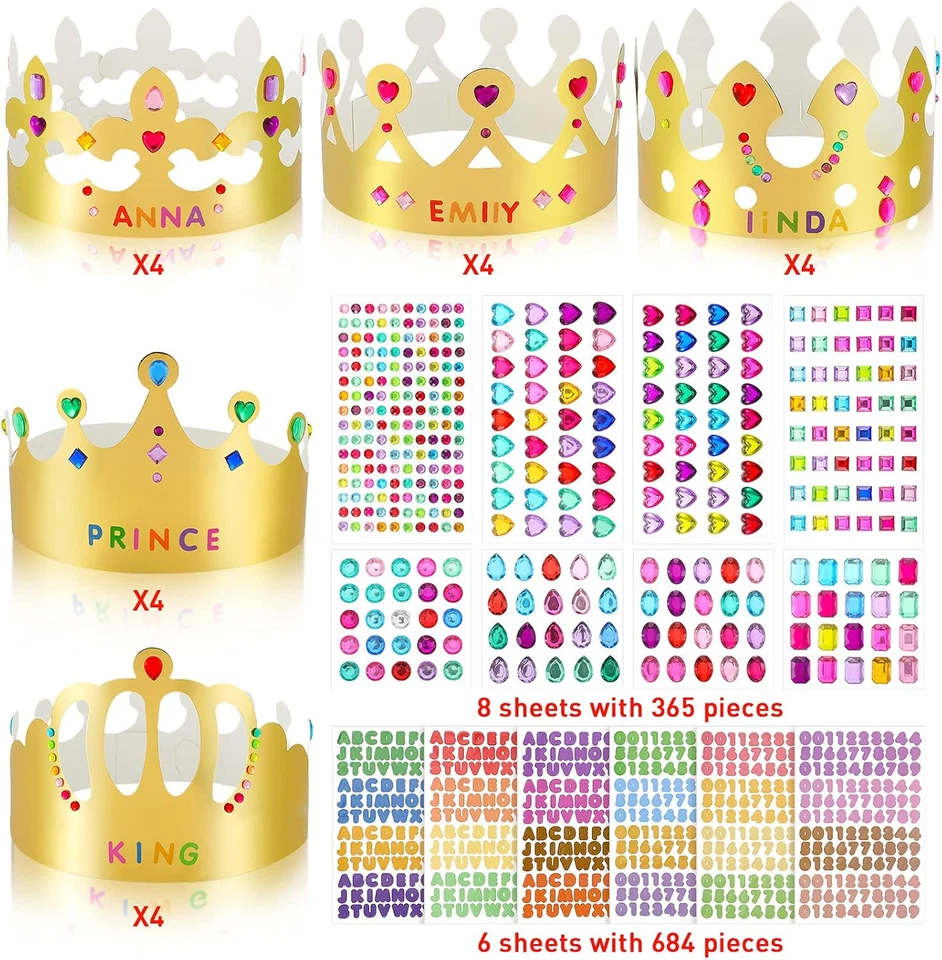 Coronas de papel princesa príncipe para niños sombreros de fiesta de cumpleaños dorados para niños niñas DI Foto 2 de 4