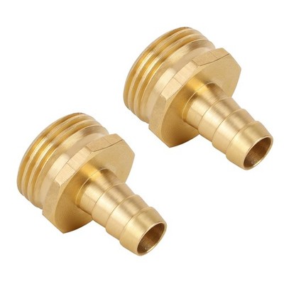 BOXOB 2pcs Solid Brass 1/2'' PEX Barb to 3/4'' GHT Male Garden Hose Gold 