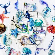 50PCS Marine Animal Stickers PET Transparent 2-3 inches, Ocean