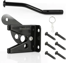 Upgrade Self-Locking Gate Latch for Wooden Fence Heavy Duty, Automatic Black 