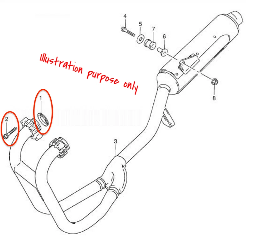 Exhaust Manifold Gasket Repair Set Suzuki GS500E 1989-2000 / GS500 2001-2002 - Image 2 of 2