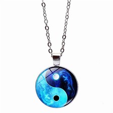 Yin Yang Blue Jewelry Gift Chain Pendant Necklace