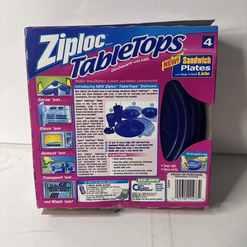Ziploc Tischplatten Sandwichplatten mit Druckknopf und Verschluss Deckel versiegelt 4er Pack Vintage - Bild 2 von 4