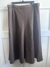 Lauren Ralph Lauren Women's Wool Long Brown Tweed Skirt Sz 14