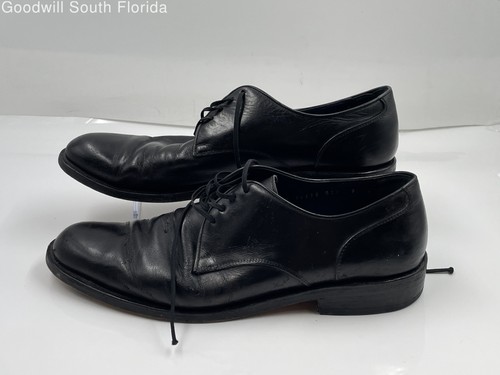 Authentic Salvatore Ferragamo Mens Black Oxford Dress Shoes Size 9 Damaged Worn